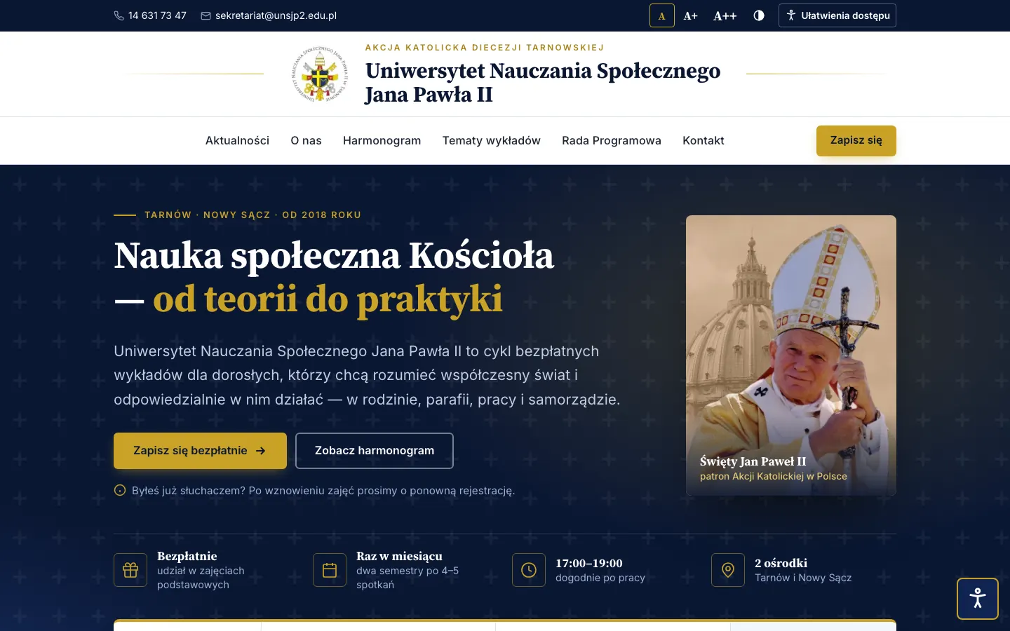 Strona Wykłady dla dorosłych na komputerze